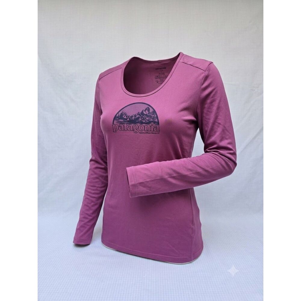Patagonia Mauve Long Sleeve Graphic Crew Neck Tee> Size M. Pre-owned